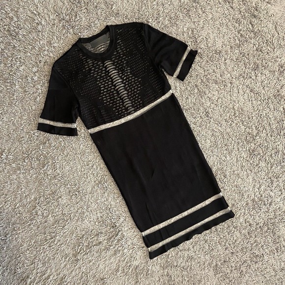 Alexander Wang X H&M NWOT Perforated Sheer Mesh Panel Black Dress S Italy Made - Picture 10 of 16